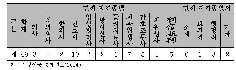 부여군 보건소 인력