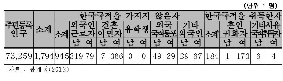 부여군 외국인 주민 현황