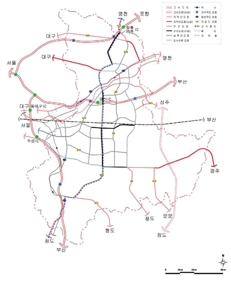 교통계획 구상도(2020년 경산도시기본계획)