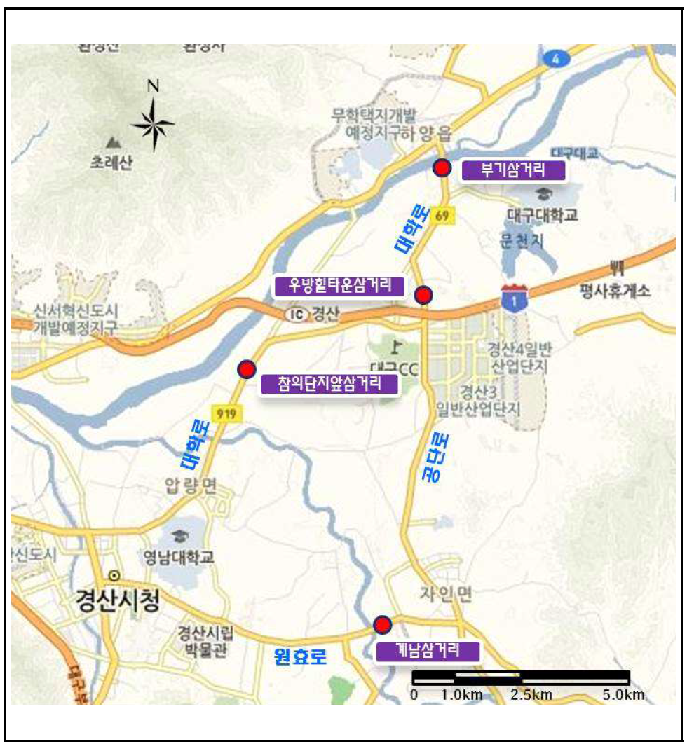 교통감응 신호제어 설치 지점(중기계획)