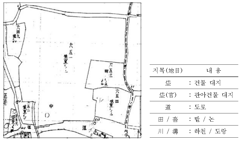 지번 651번지 일대 확대도