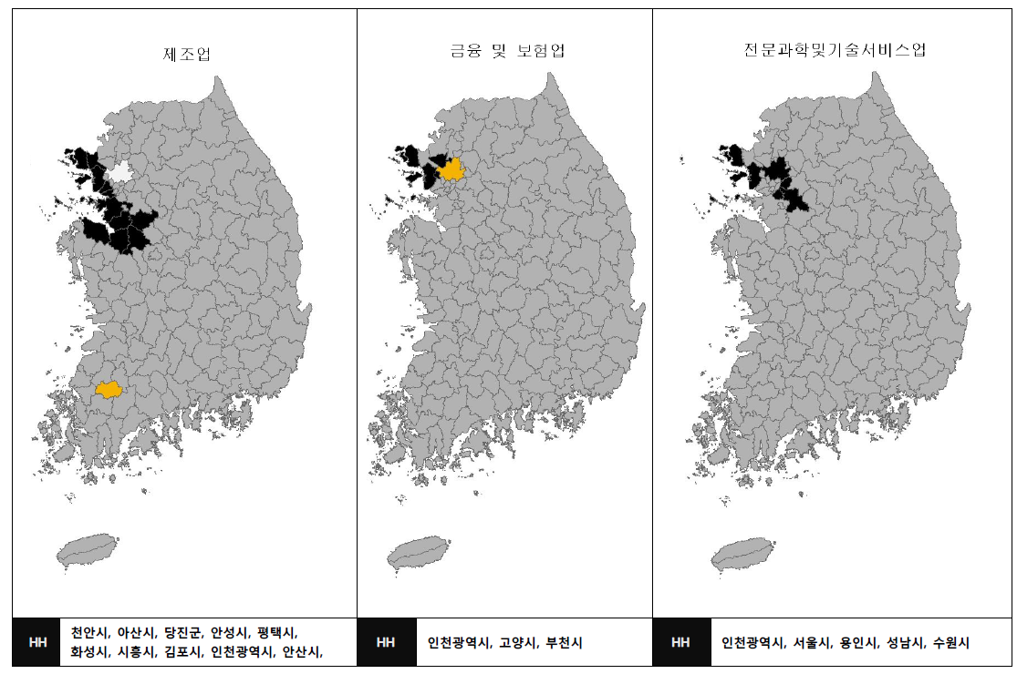 전국 산업별 고용량기준 핫스팟