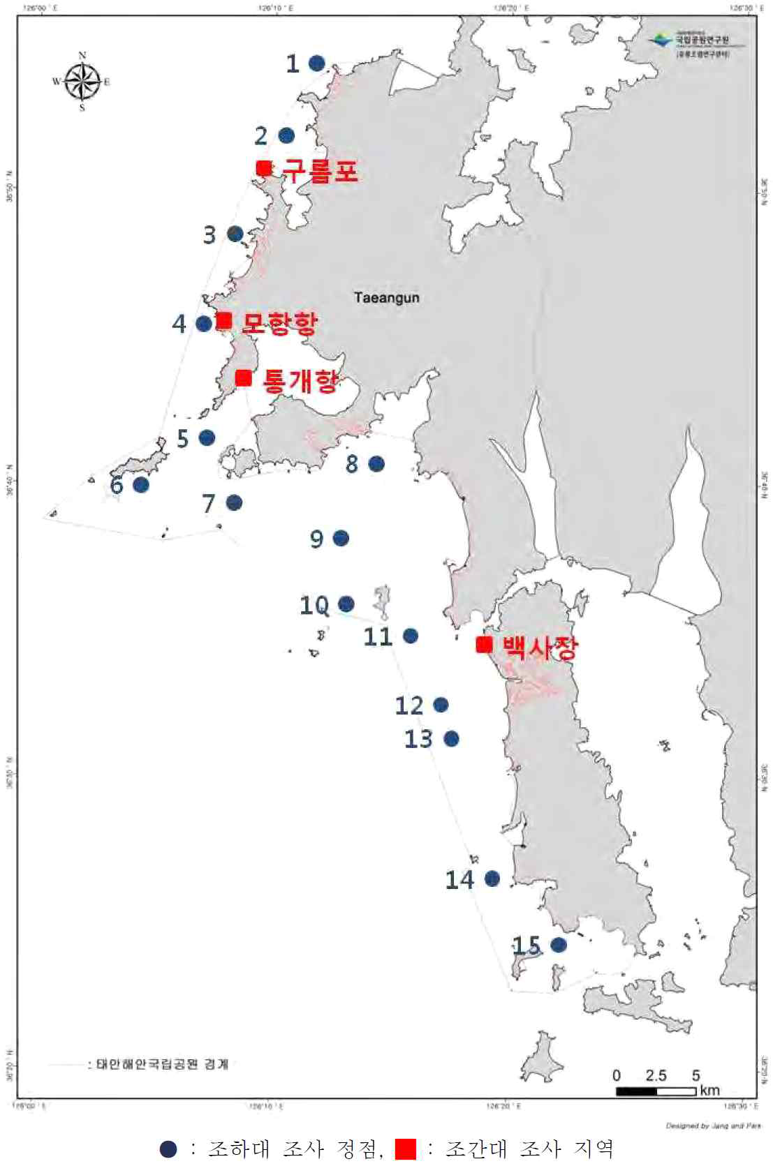 해양퇴적물 조사 정점 및 지역(생태계 영향 장기 모니터링)