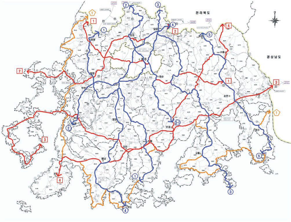 전라남도 간선 도로망(일반국도) 현황