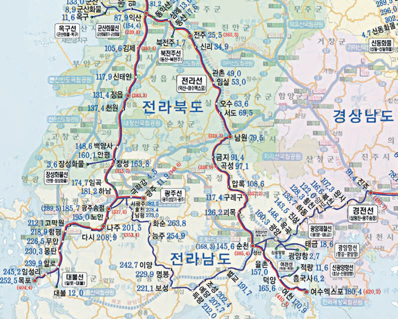 전라남도의 철도체계