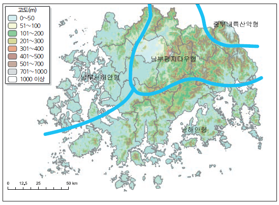 전라남도의 기후구분도