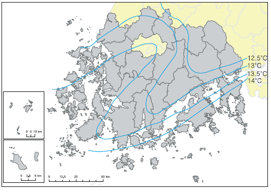 전라남도의 연평균 기온