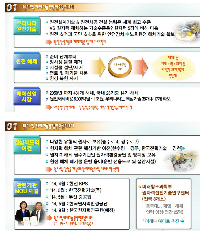 원자력해체기술 종합연구센터 유치계획