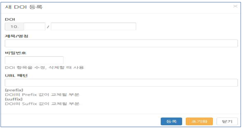 User Interface to register DOI name and metadata