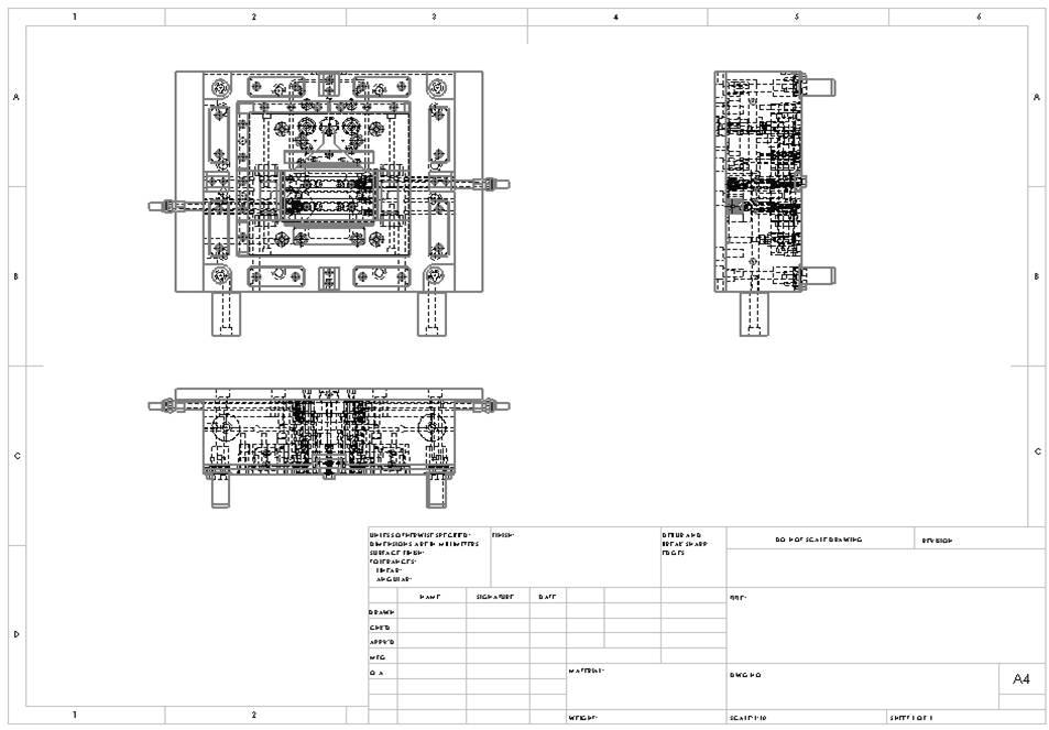 7인치급 R-I/C molding 실험용 금형 이동측의 상세도면