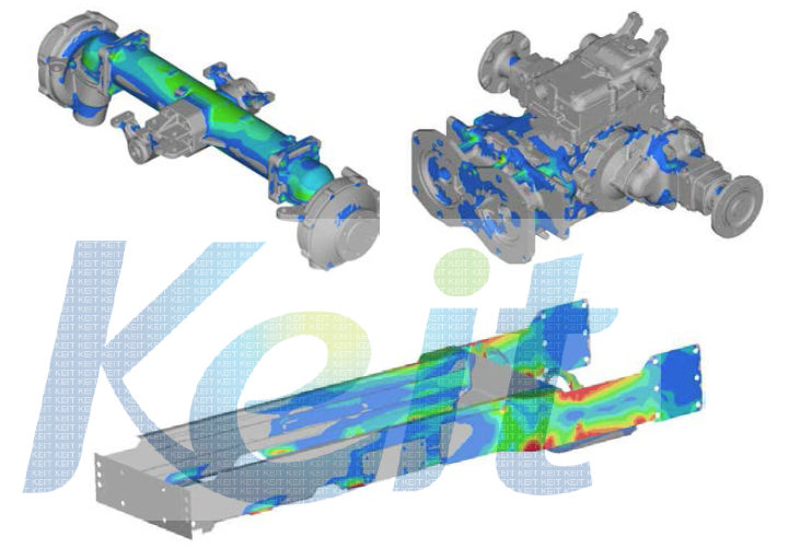 앞차축 /뒷차축 조합 및 메인프레임 응력분포도