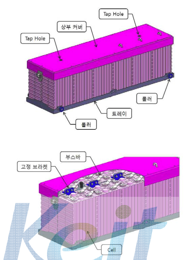 배터리 Pack 외형도 및 절개도