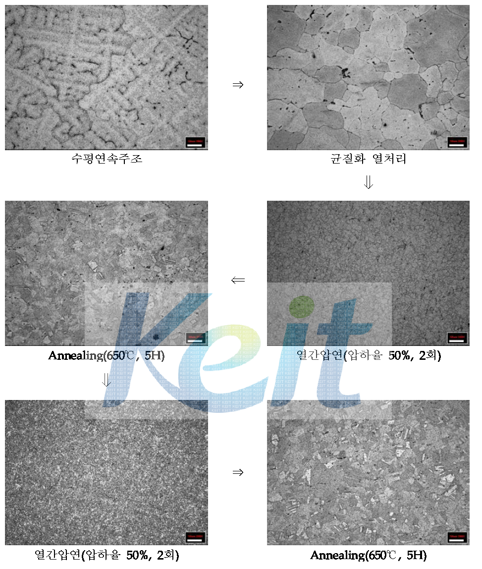 공정별 미세구조 변화