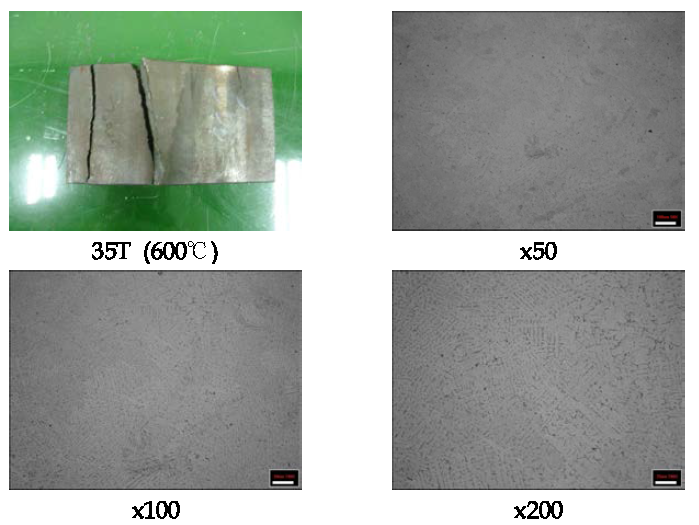 35T 망간동을 600℃ 열간압연한 사진 및 조직 분석