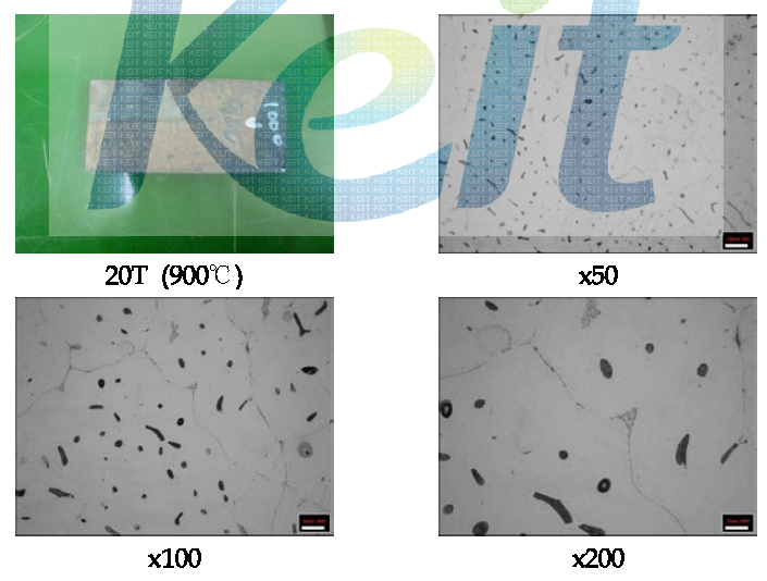 20T 망간동을 900℃에서 열간압연한 사진 및 조직 분석
