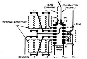 제작된 온도 Amplifier의 PCB Connections