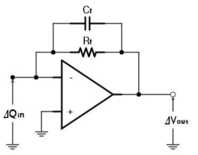 Schematic of real charge amplifier