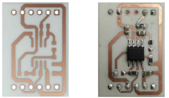 Al2O3 based ceramic PCB (left) and component assembly (right)