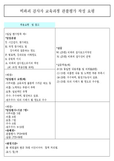 교육생에 대한 관찰평가 작성요령