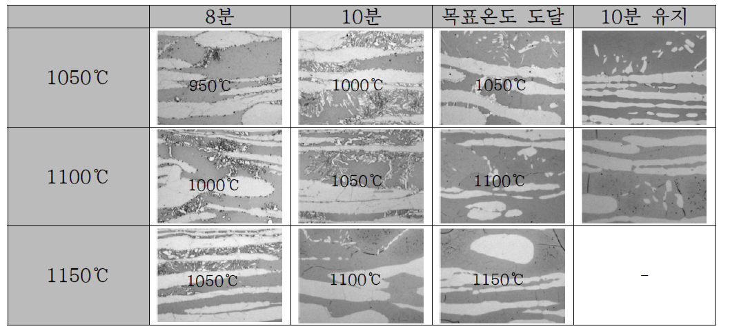 S82771강의 열처리 온도 및 시간에 따른 미세조직의 변화