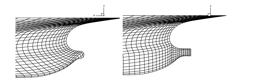 Surface meshes around stern bulb