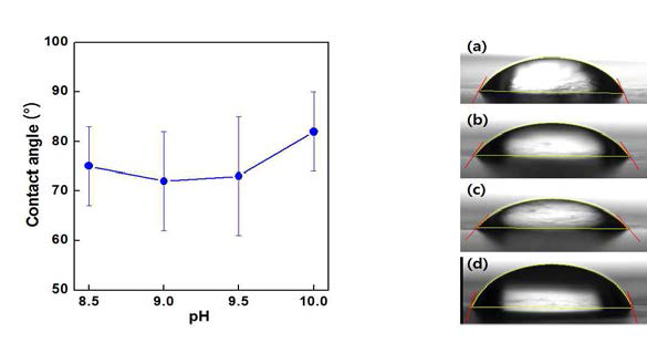 pH 변화에 따른 접촉각의 변화