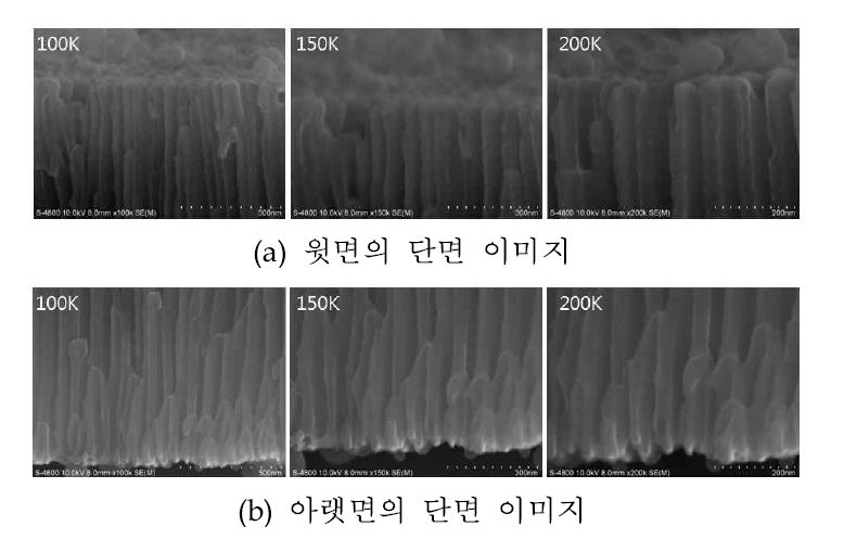 이단계법으로 0.3M 옥살산에서 40V를 인가하여 양극산화한 Al composite 시편의 단면 이미지