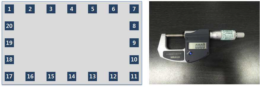 (左) Stamper 측정 구간, (右) 디지털 마이크로미터