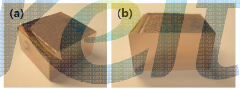 고상선근접 고온공정법인 laser melting법으로 제조된 Cu-10Cr/Cu-1Cr 하이브리드 합금판재의 모습