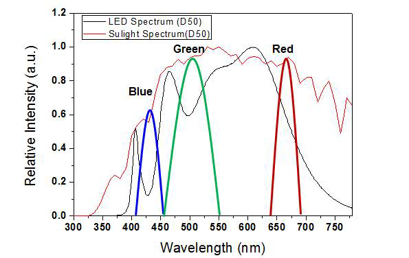 자연광 스펙트럼 일치율 향상을 위한 보광 광원 영역