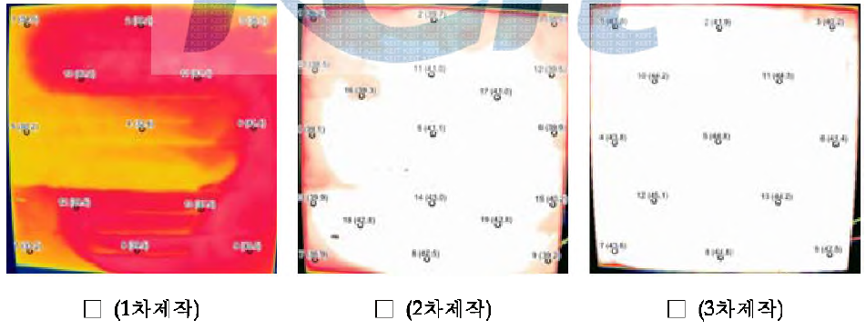 1~3차 제작된 냉각판의 열분포