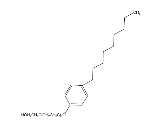 General structure of alkylphenol[9]ethoxylate.