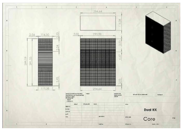 Dual Heat Exchanger Core 도면