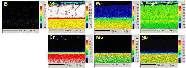 주요원소에 대한 EPMA mapping (MBF-30, 1600s)