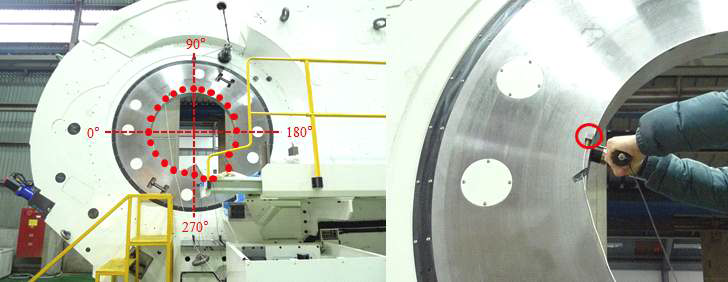 Acceleration pickup and impact positions for the modal test of the PTD