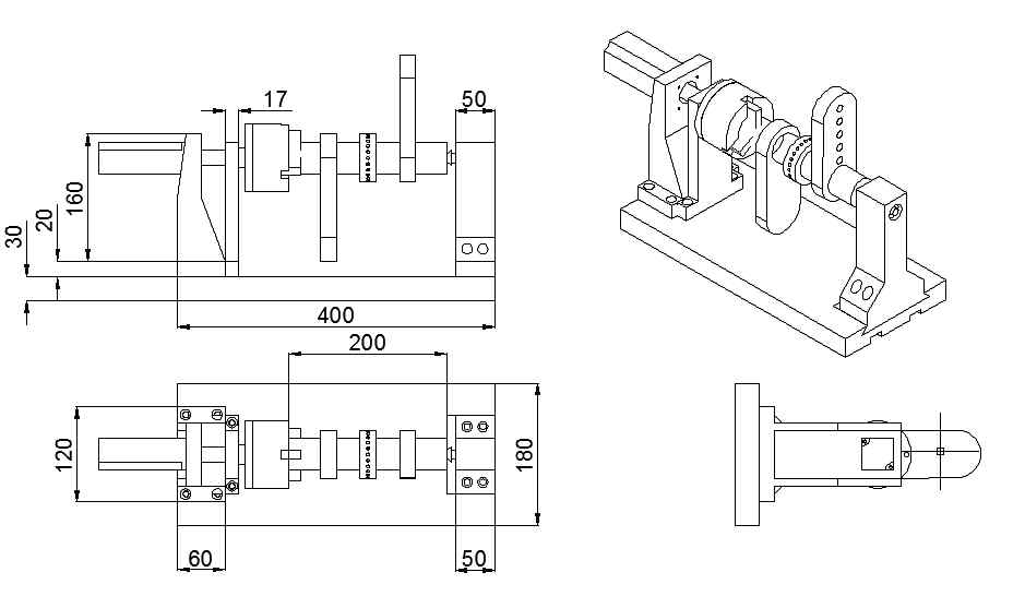 CAD drawing of lathe type laboratory machine tool