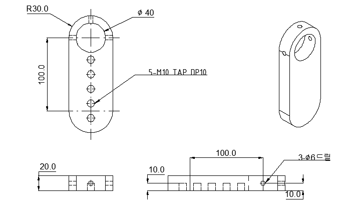 CAD drawing of workpiece