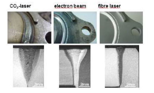 Gear shaft 용접에 적용된 전자빔 및 레이저 용접사례