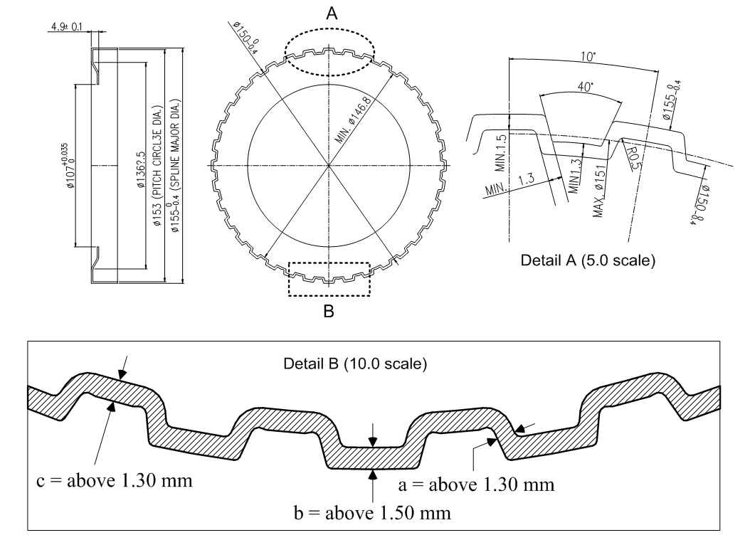 Required dimension of Hub U/D brake for teeth thickness