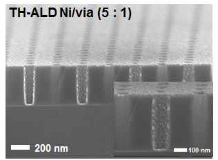 5:1 via에 증착한 TH-ALD Ni의 SEM 이미지