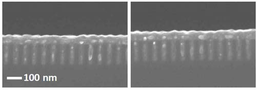 FE-SEM image of Cu gap-filling obtained at the optimum condition for 35 nm trench gap-filling