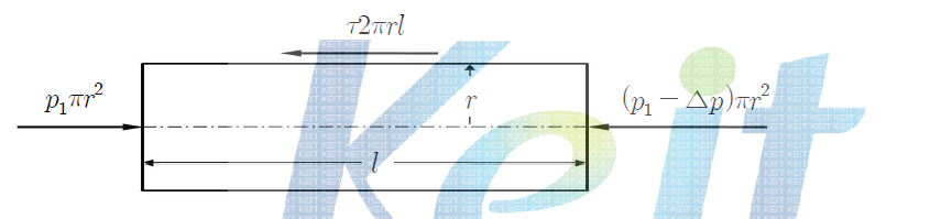 Free body diagram of fluid in cylinder