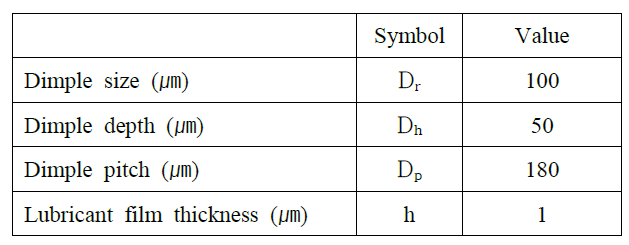 Principal dimensions of micro dimpled model