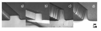 NF3 플라즈마를 사용하여 식각한 박막의 SEM 사진