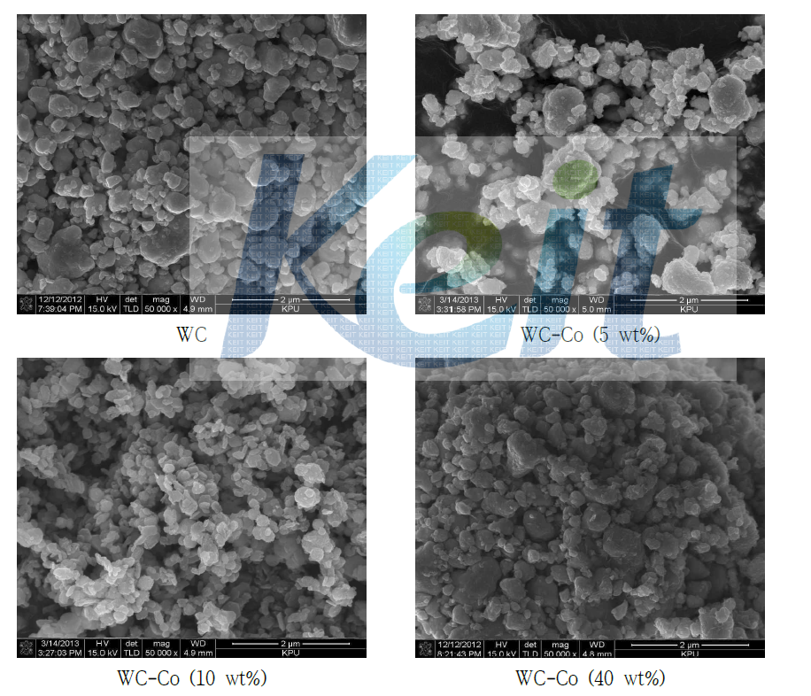 Co의 조성에 따른 WC-Co의 표면분석