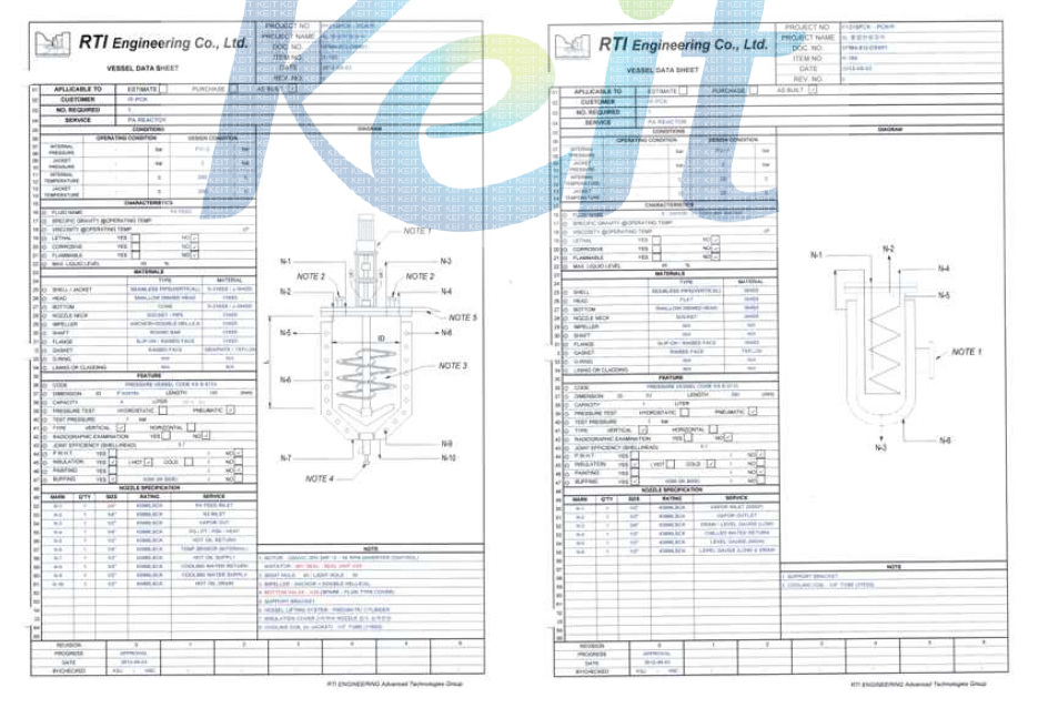 5L Polymerization Reactor Vessel Data Sheet