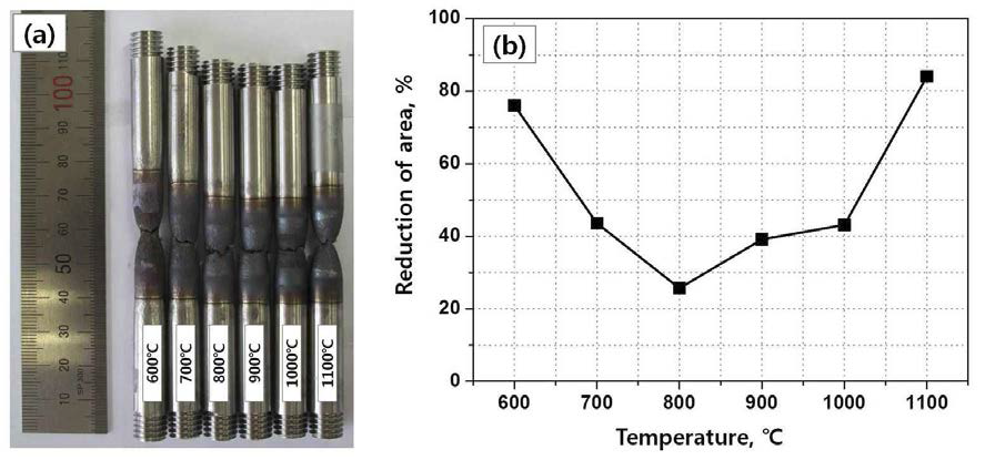 Results of the hot ductility test