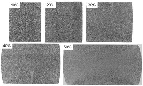 Macrostructure as a function of compression ratio