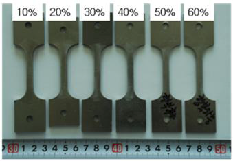 Samples for tensile test with different rolling ratio