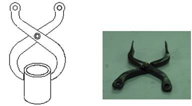 Schematic diagram of design and manufactured jig for ring preform handling